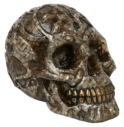 Resin Skull With Bronze Teeth